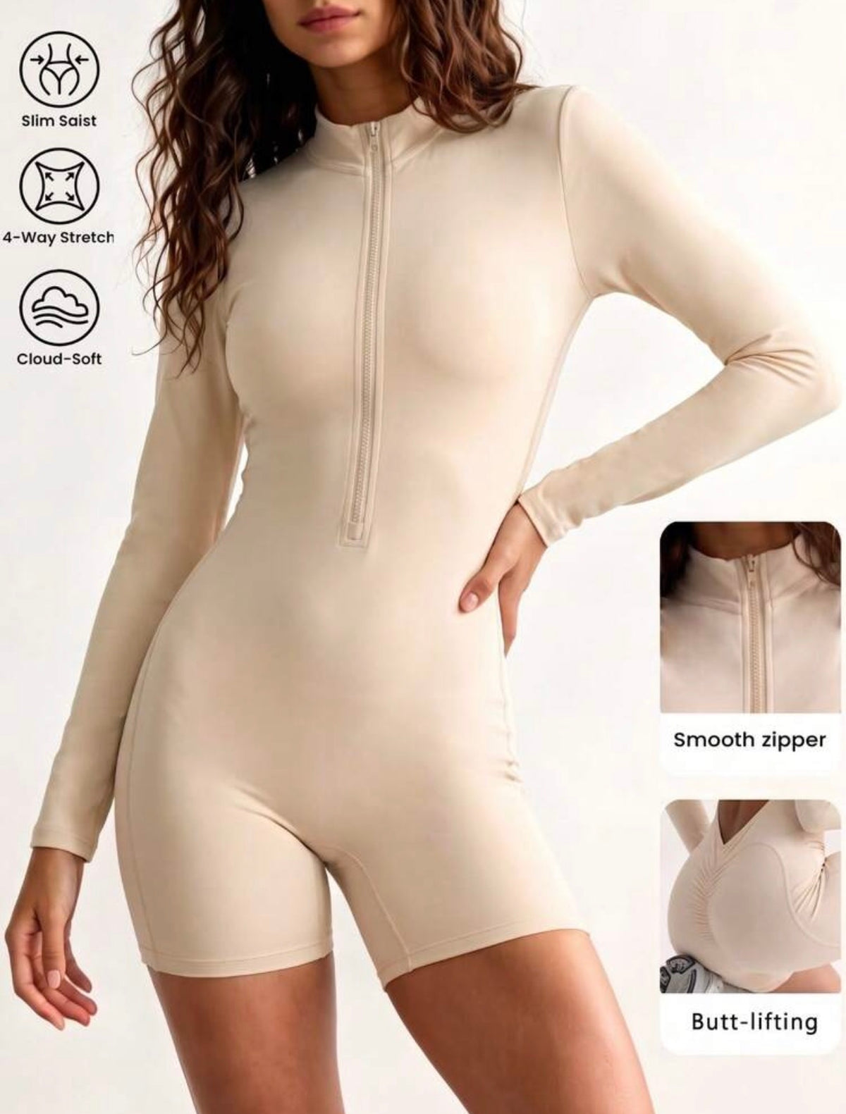 Braga deportiva con escote en la espalda beige