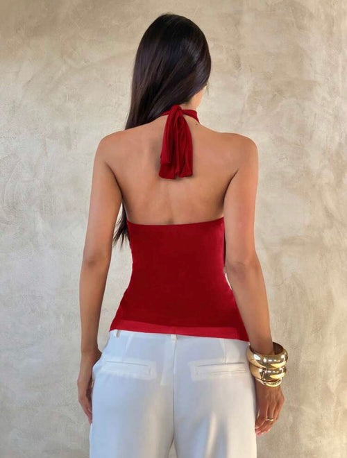 Blusa de cuello alto rojo