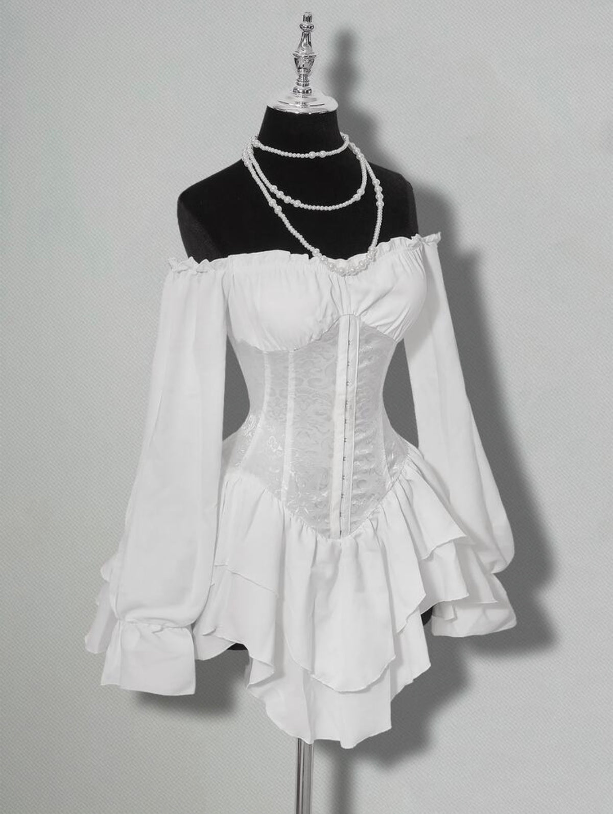 Vestido tipo corset blanco manga larga