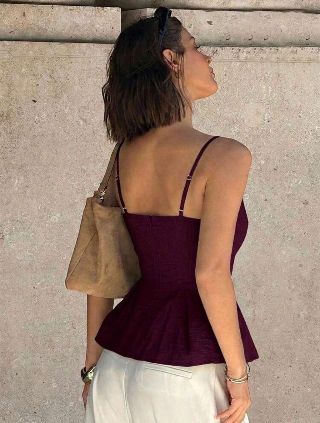 Blusa de tiras vinotinto