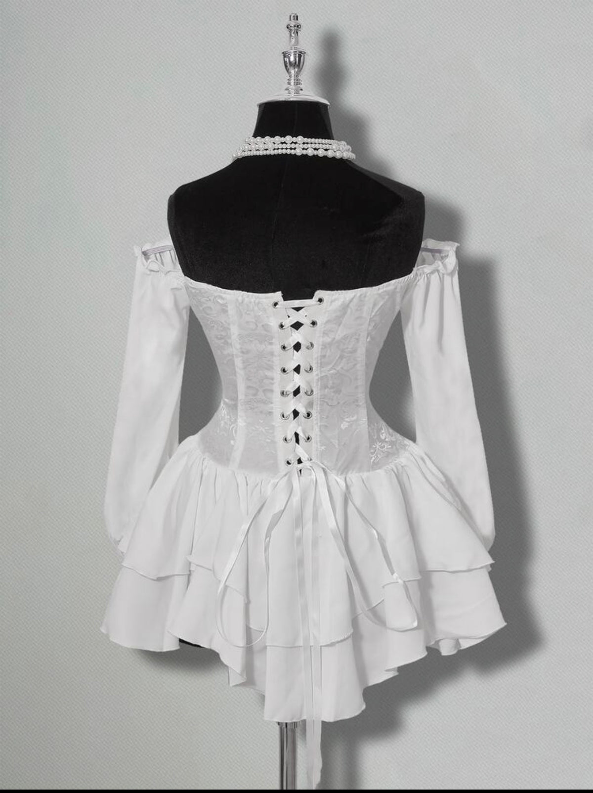 Vestido tipo corset blanco manga larga