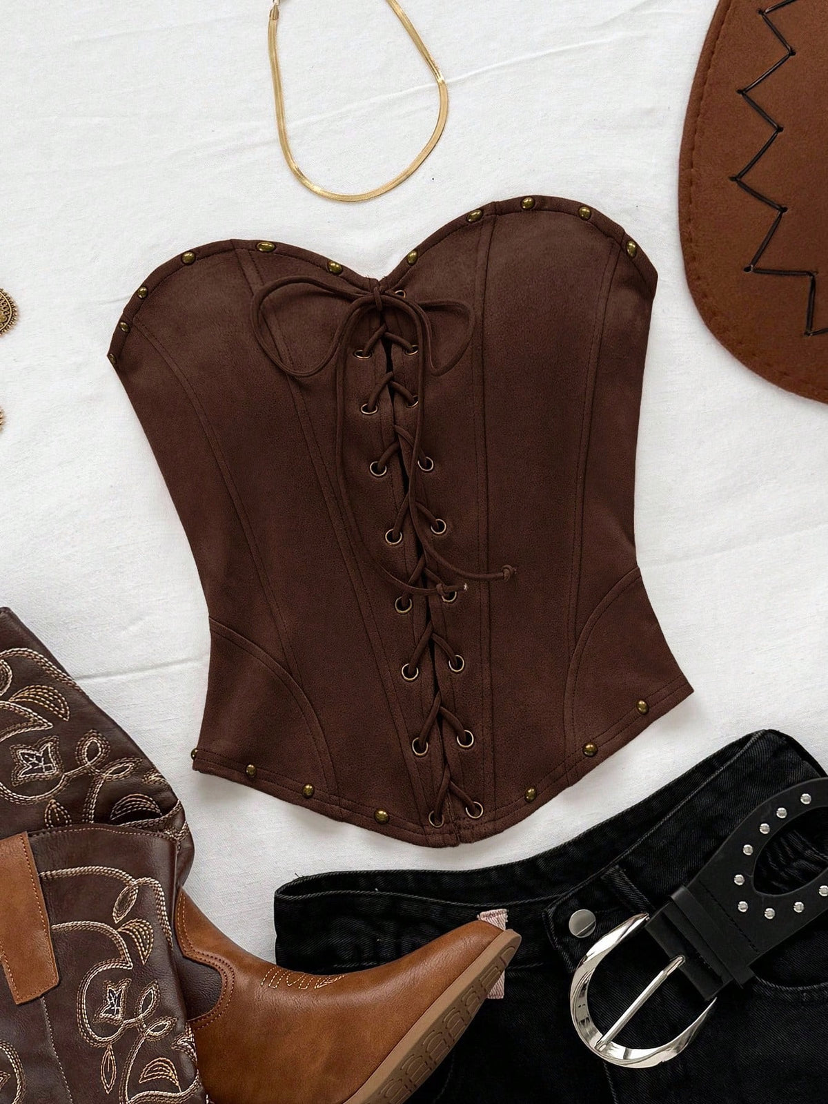 Corset tipo vaquero marron