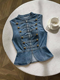 Blusa tipo chaleco napoleon de jean