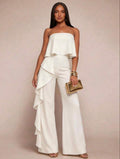 Enterizo blanco strapless con volado