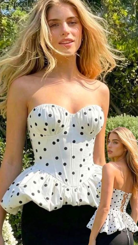 Corset blanco de lunares negro