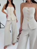 Conjunto beige strapless