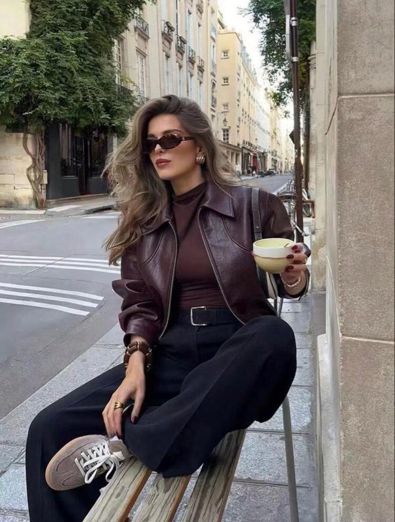 Chaqueta vino cuero