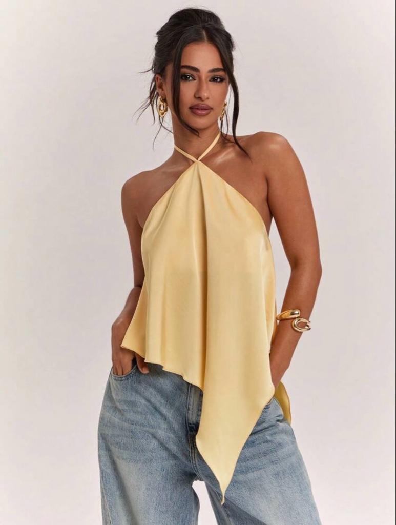 Top halter amarillo