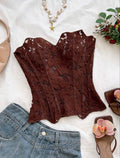 Corset marron tejido floral