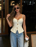 Top blanco tiras y botones