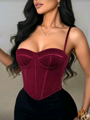 Corset tipo corazon vinotinto con tiras