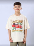 Franela oversize beige racing carros