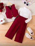 Conjunto de sueter, chaleco y pantalon