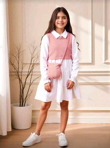 Vestido de camisa con chaleco y cartera