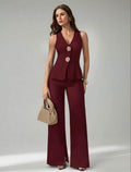 Conjunto vino con detalle en boton