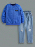 Conjunto de sueter Blanco y jean 8y-12y