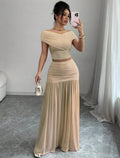 Conjunto de falda larga caqui