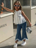Conjunto de blusa y jean con volado