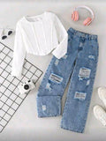 Conjunto de blusa ML y jean ancho