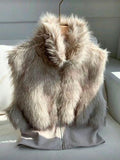 Chaleco peludo camel