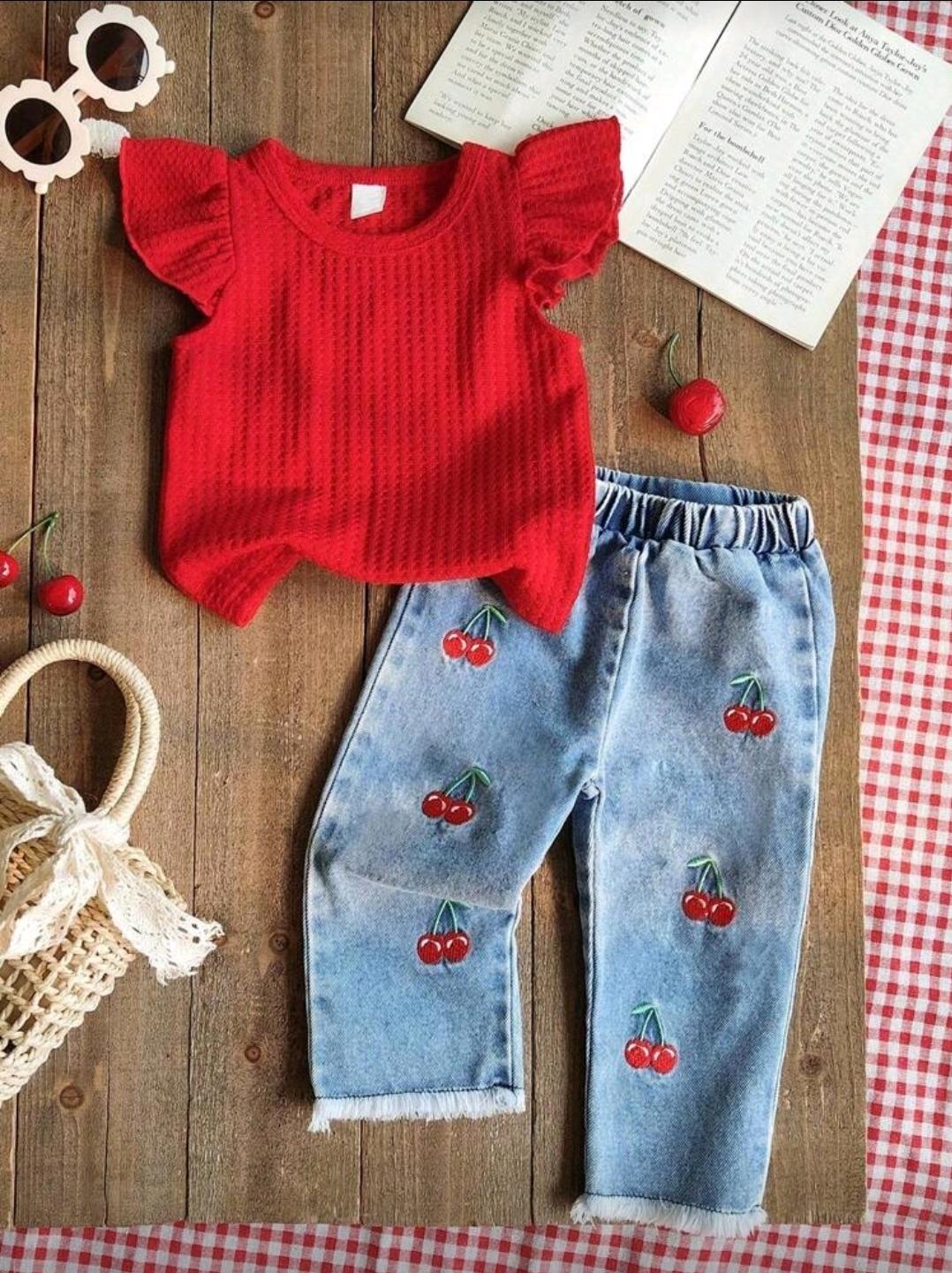 Conjunto de jean con cerezas