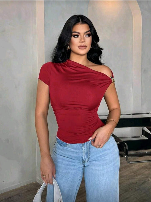 Blusa vino asimetrica