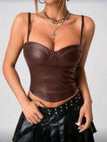 Bustier de cuerina marron