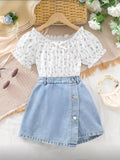 Conjunto de blusa y falda short