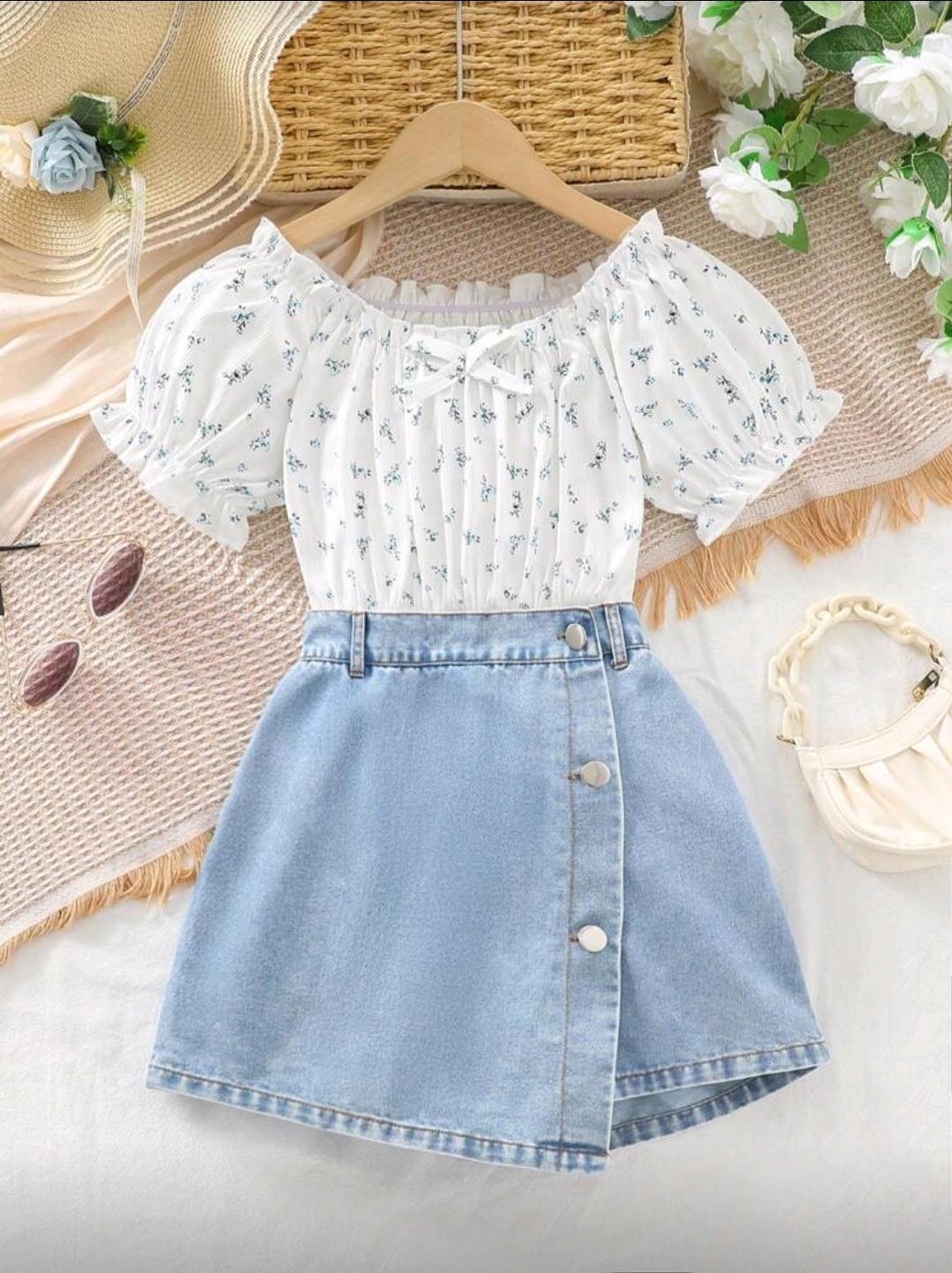 Conjunto de blusa y falda short