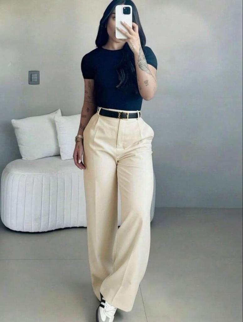 Pantalon beige ancho