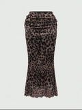 Falda larga de leopardo S