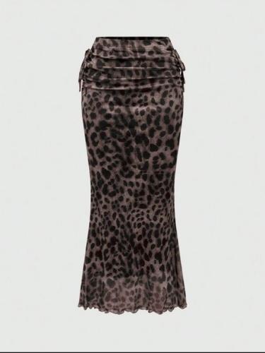 Falda larga de leopardo S
