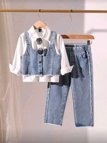 Conjunto de camisa y chaleco de jean