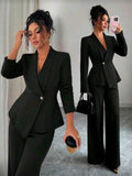 Conjunto de blazer y pantalon negro
