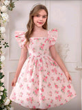 Veatido rosa con estampado floreado