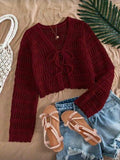 Cardigan vinotinto tejido