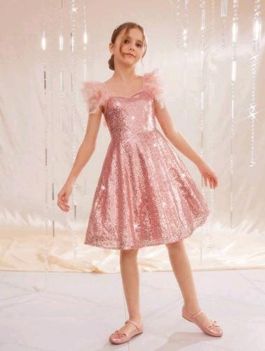 Vestido con detalle de plumas T 8 a 12