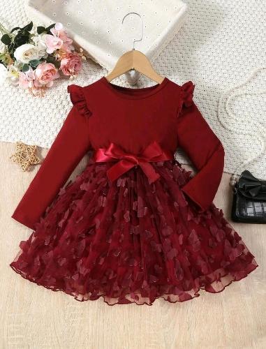 Vestido rojo con tull y lazo