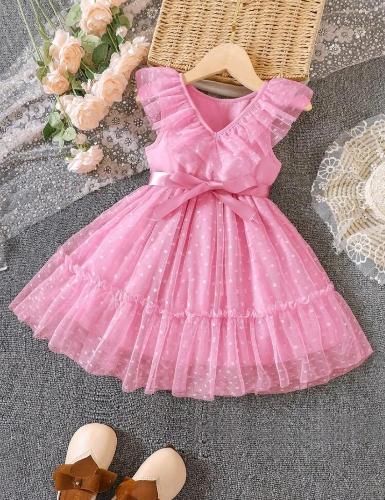 Vestido cuello en v rosa