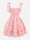 Vestido rosa estampado T 8 a 12