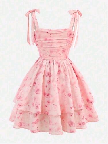 Vestido rosa estampado T 8 a 12