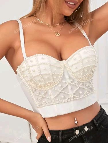 Bustier perlado blanco
