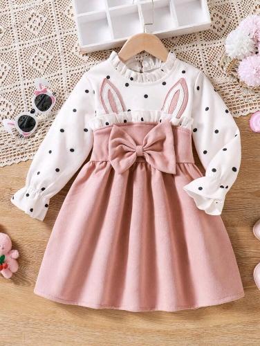Vestido manga larga rosa T 4-7