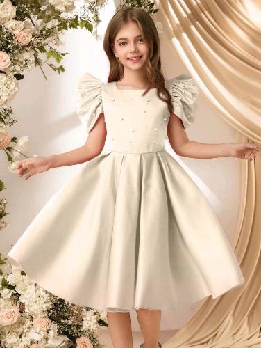 Vestido satinado crema T 8 a 12
