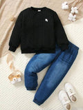 Conjunto sueter negro y jean 4y -7y
