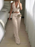 Conjunto de chaleco color crema L