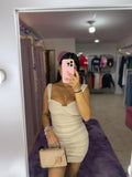 Vestido beige con tiras M