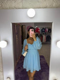 Vestido azul claro mangalarga