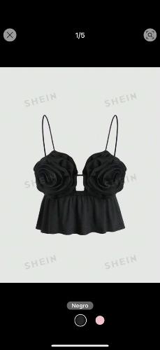Top de rosas color negro