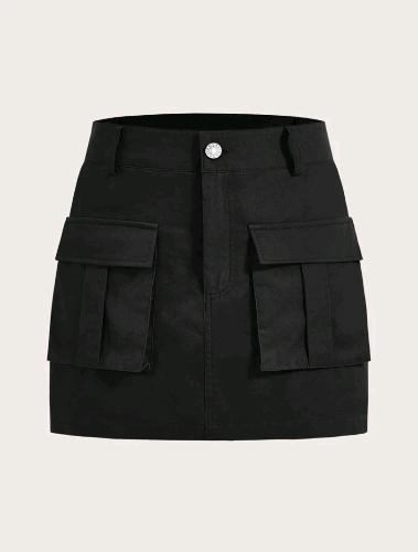 Falda tipo cargo color negro S